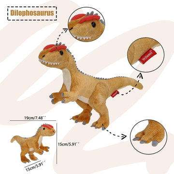 Wilomis 3 Pcs Dinosaur Stuffed Animals - 8'' Spinosaurus & T Rex Plush Dinosaur Toys for Kids 3-5