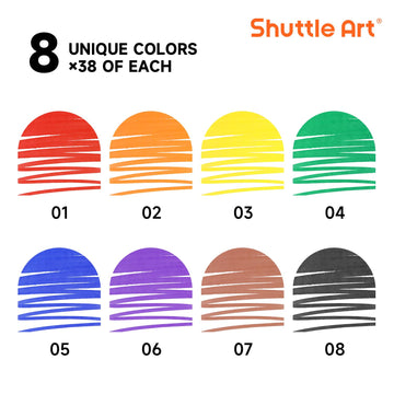 Shuttle Art 304 Pack Washable Markers, 8 Colors Broad Line Markers, Separate Pack of 38, Conical Tip Marker Bulk with a Box, Home Classroom School