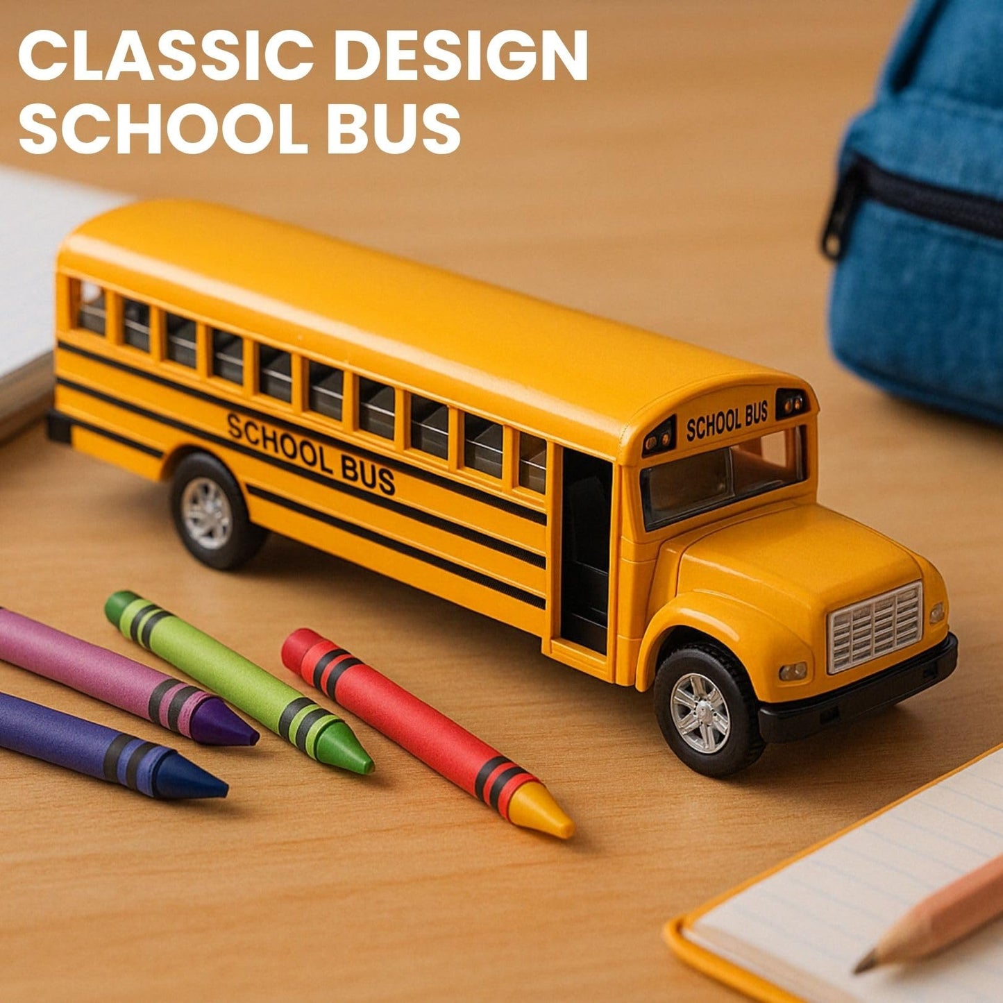 12 Pack: Diecast Yellow School Bus Model Toy, 5" Pullback Die Cast Metal Classic Long Nose Vehicles for Kids with Rubber Tires and Opening Doors