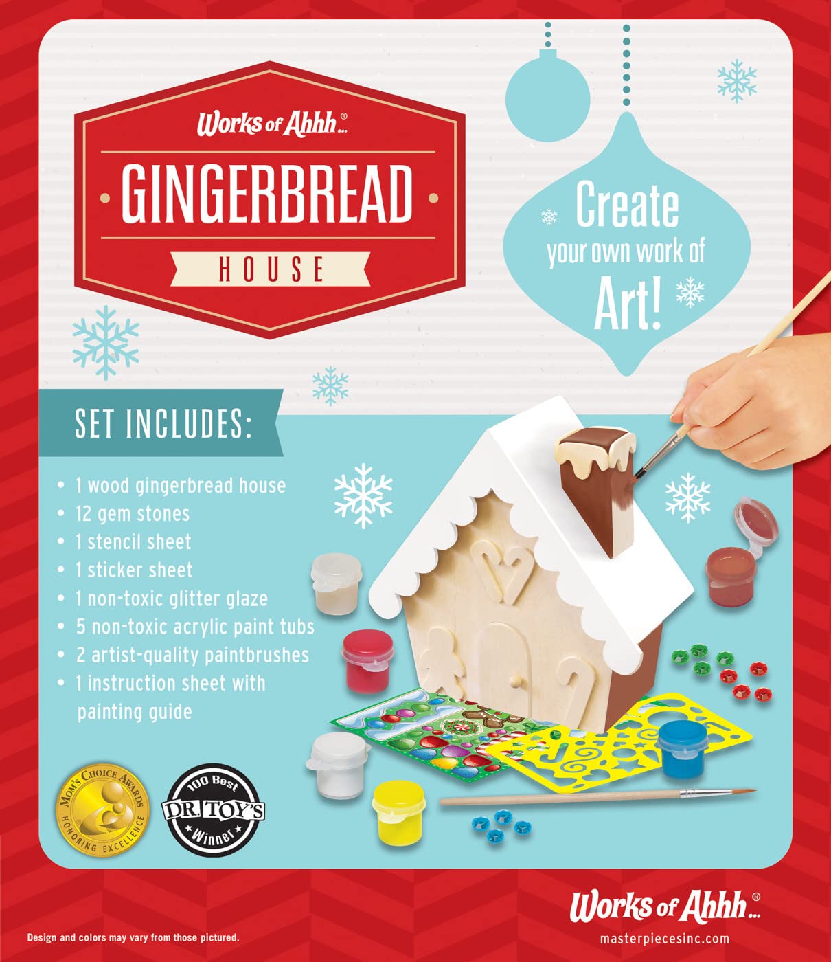 Works of Ahhh Holiday Craft Set - Gingerbread House Wood Paint Kit - Comes with Everything You Need