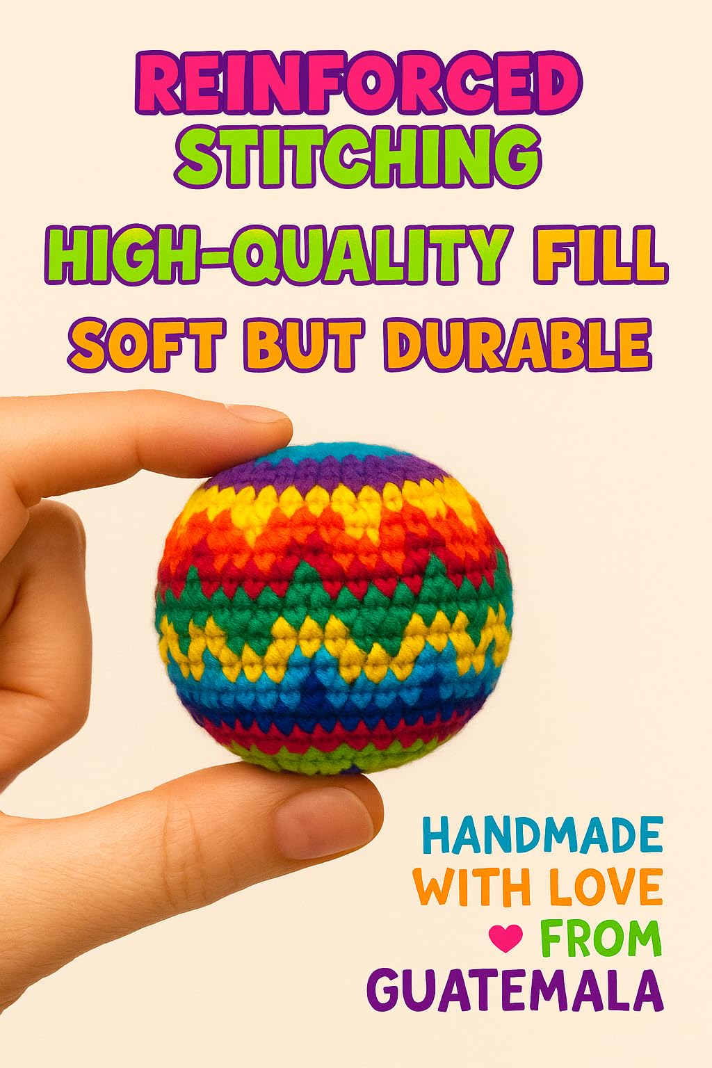 Funny Guy Mugs Footbag Set (3 Pack) - Handmade in Guatemala Crochet Hacky Kick Sack Balls - Footbag Juggling Balls for Outdoor Play, Party Games