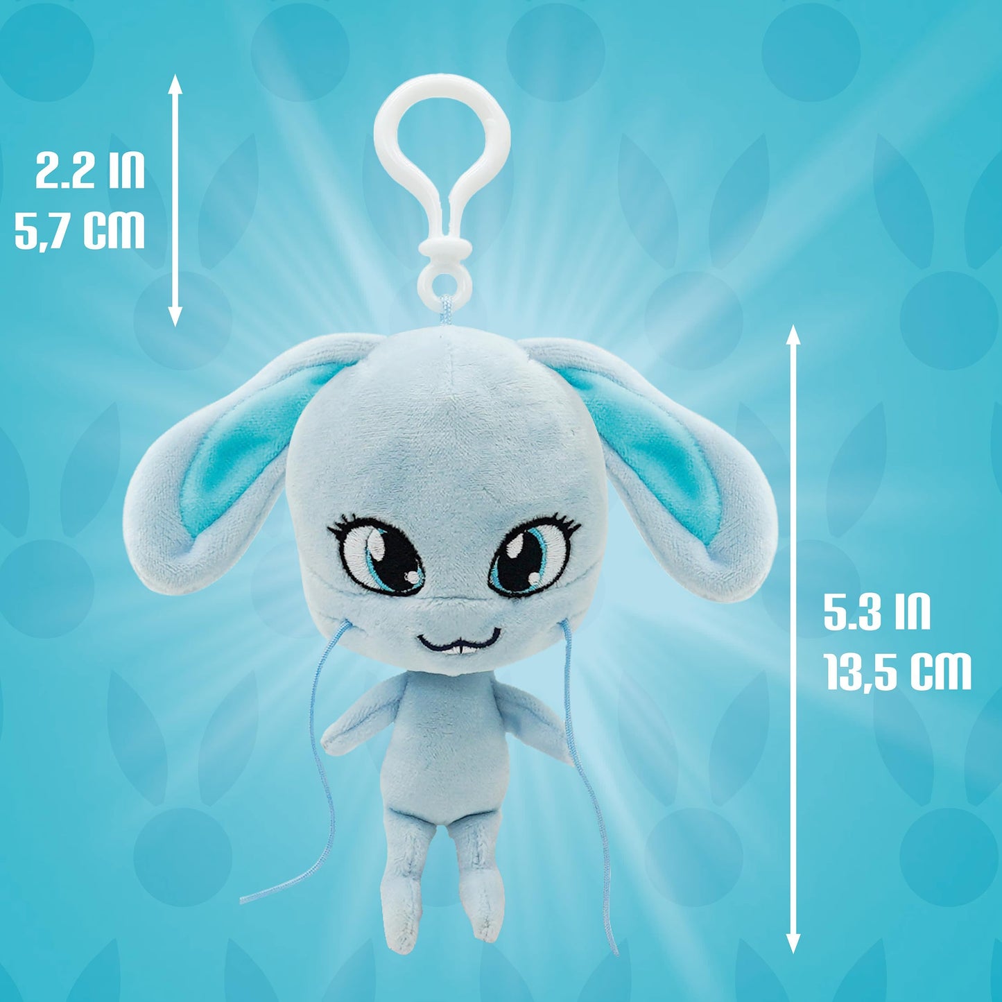 Miraculous Ladybug Kwami 5-inch Lifesize Backpack Keychains - Fluff The Rabbit Clip-On Toys - Portable Ladybug and Cat Noir Accessories, Keychain