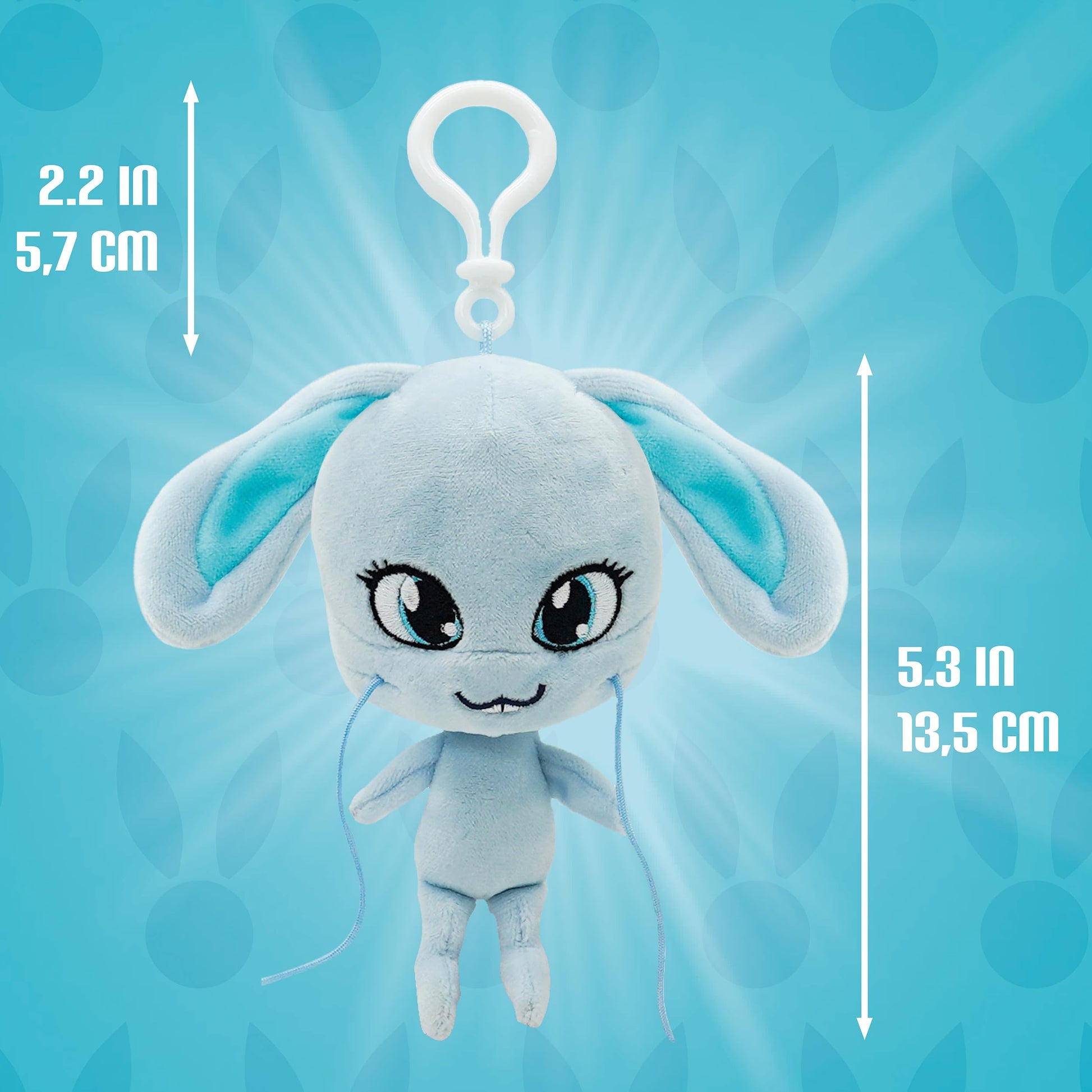 Miraculous Ladybug Kwami 5-inch Lifesize Backpack Keychains - Fluff The Rabbit Clip-On Toys - Portable Ladybug and Cat Noir Accessories, Keychain