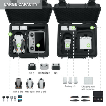 Waterproof Hard Carrying Case for DJI Mini 5 Pro/Mini 4/3 Fly More Combo