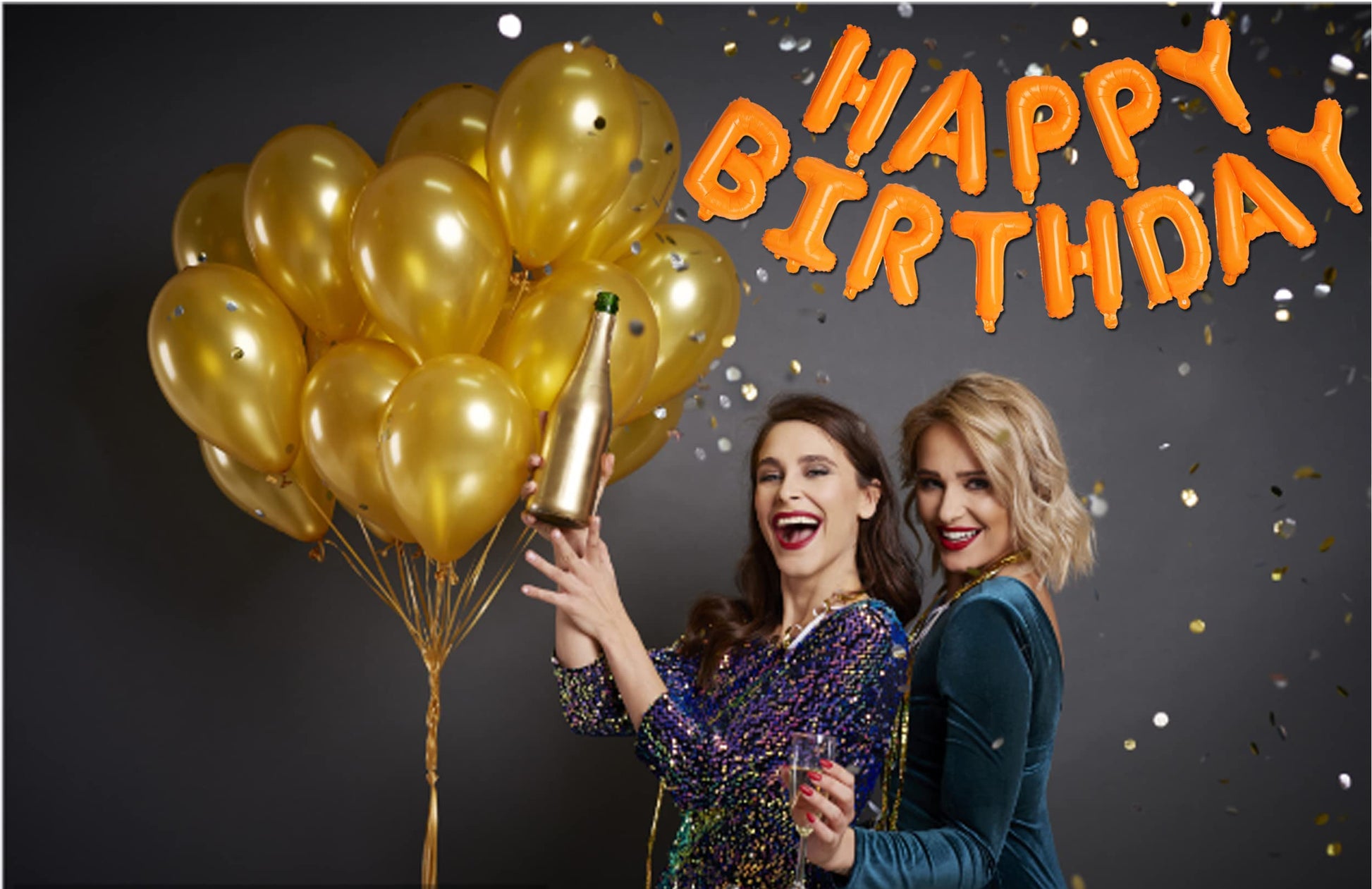 Happy Birthday Orange Aluminum Foil Letters Balloons 16 Inch Aluminum Foil Banner Balloons for Birthday Party Decorations Supplies