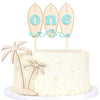 Big One Wave Surf Wood Cake Topper - Surfboard Birthday Cake Decoration, Beach Wave Themed Birthday, Surfboard One Cake Topper, Surfing The Big One