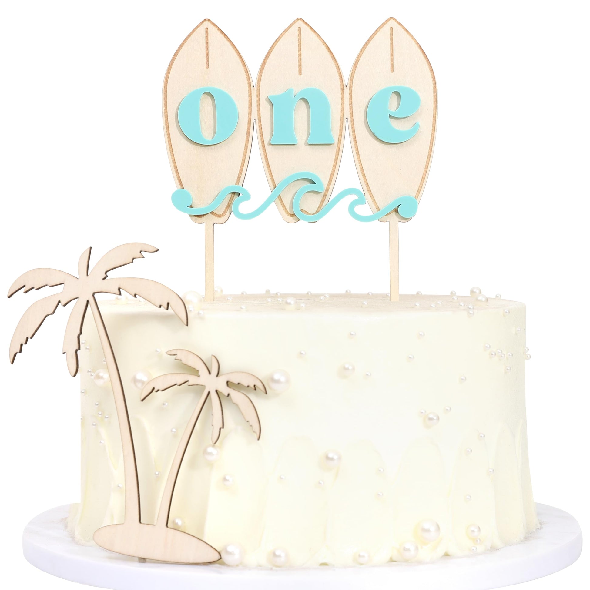 Big One Wave Surf Wood Cake Topper - Surfboard Birthday Cake Decoration, Beach Wave Themed Birthday, Surfboard One Cake Topper, Surfing The Big One