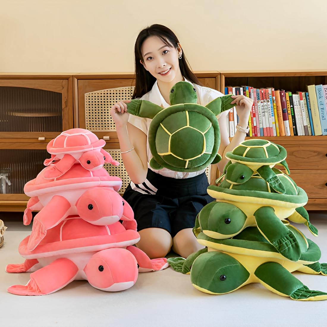 OPHRBU 15.7" Pink Sea Turtle Plush Stuffed Animal Soft Hugging Pillow