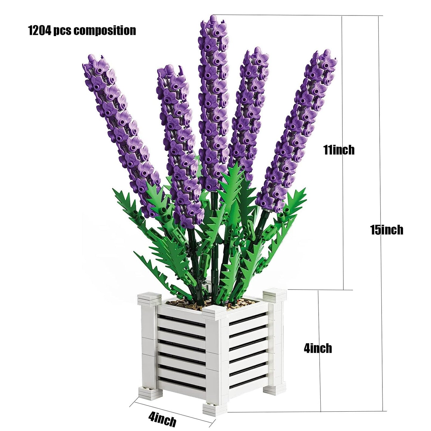 Flowers Building Block Set for Adults,1204 Pcs DIY Flower Building,Lavender Artificial Plant Toys Set Gifts for Women-Home Décor