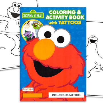 Sesame Street Coloring Book with Tattoos for Kids 3-5 4-8 - Coloring Pages, Activities,Temporary Tattoos with Elmo, Big Bird, Cookie Monster | Sesame
