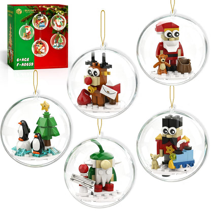 aphpaio Christmas Tree Ornaments Building Blocks Christmas, 2025 Christmas Decorations Ball Toys Included Santa Reindeer Nutcracker Gnome Penguin