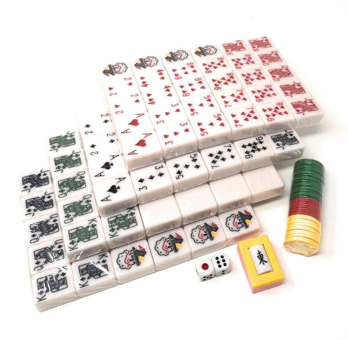 THY COLLECTIBLES Mahjong Tiles Poker Rummy Game Set 120 White Poker Tiles