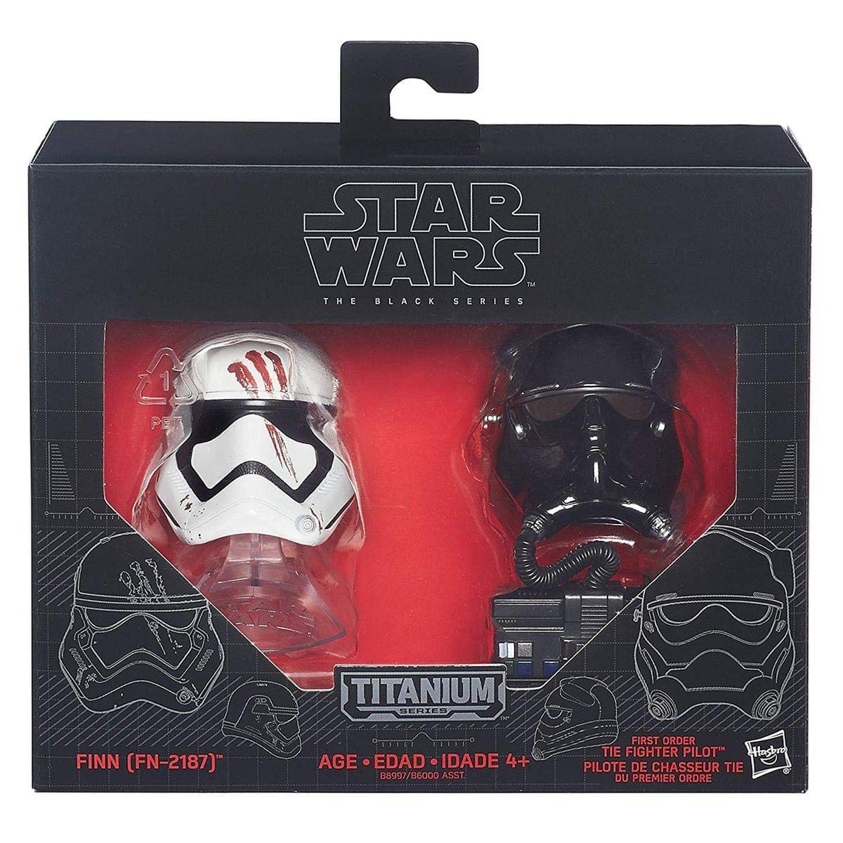 STAR WARS Black Series Titanium Series Finn and First Order Tie Fighter Pilot Helmets