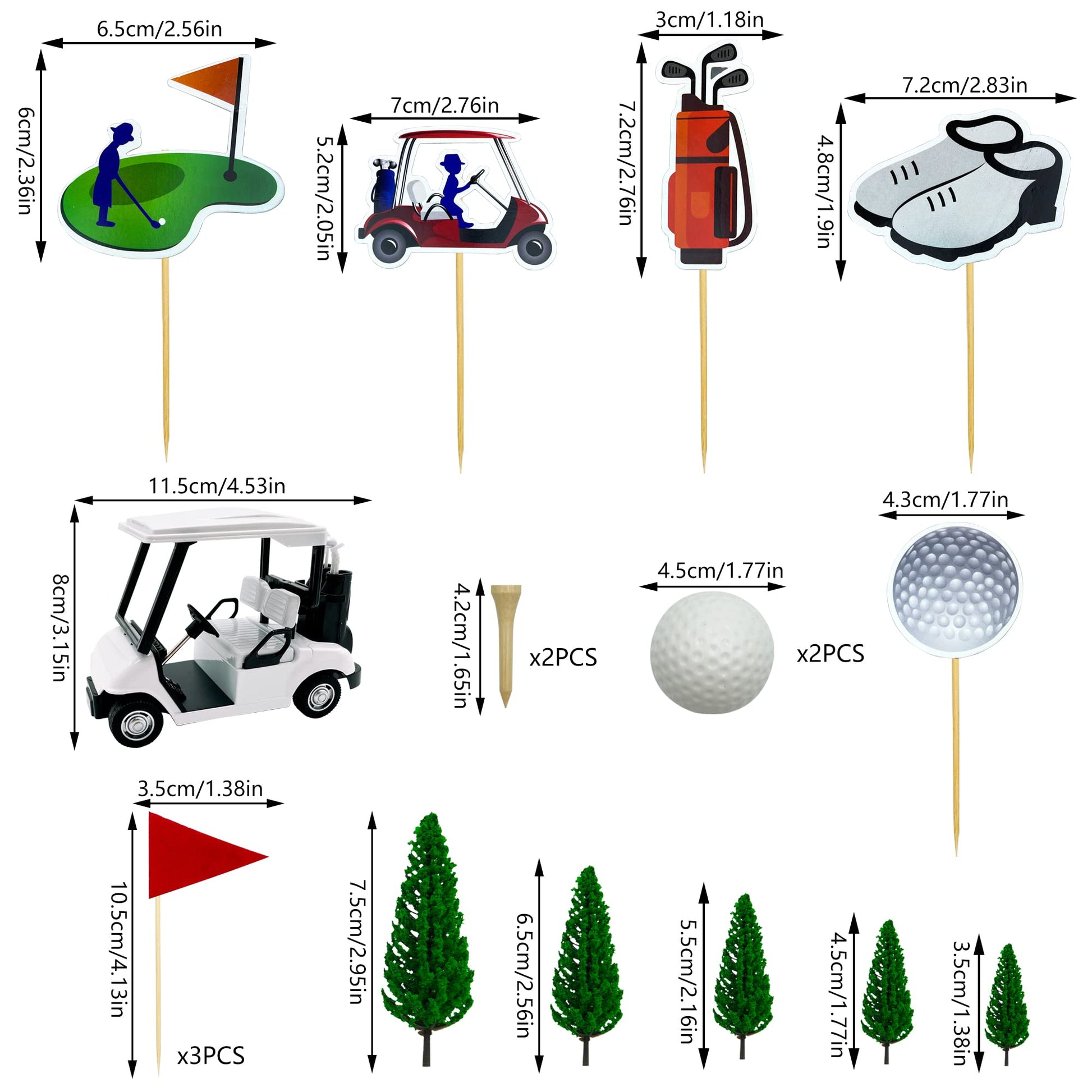 2026 New Golf Cake Decorations Cart Toppers Heading for The Green Topper for Golfers With Cart Flag Ball Theme Party Supplies