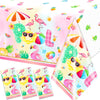 3pcs Pool Party Tablecloth Supplies, Pink Flamingo Pool Table Cover for Summer Beach Birthday Decorations Tropical Hawaiian Luau Party Supplies