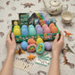 EXBEPE Dinosaur Eggs Excavation Dig Kit, 12 Fossilized Colorful Easter Dinosaur Egg with 12 Cards and 12 Dig Tools, Science Education STEM Toys