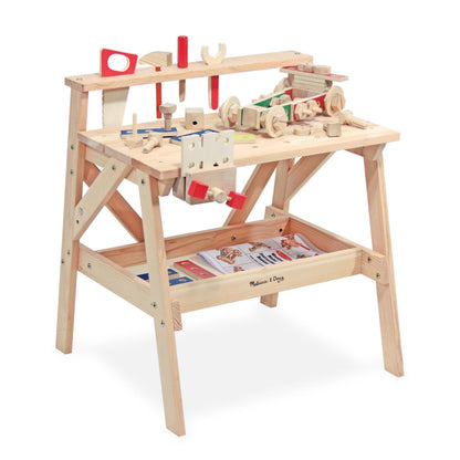 Melissa & Doug Wooden Project Workbench, 55-Piece Pretend Building Set