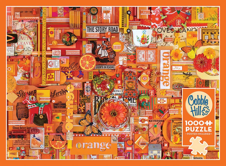 Cobble Hill 1000 Piece Puzzle - Rainbow Collection: Orange - Sample Poster Included