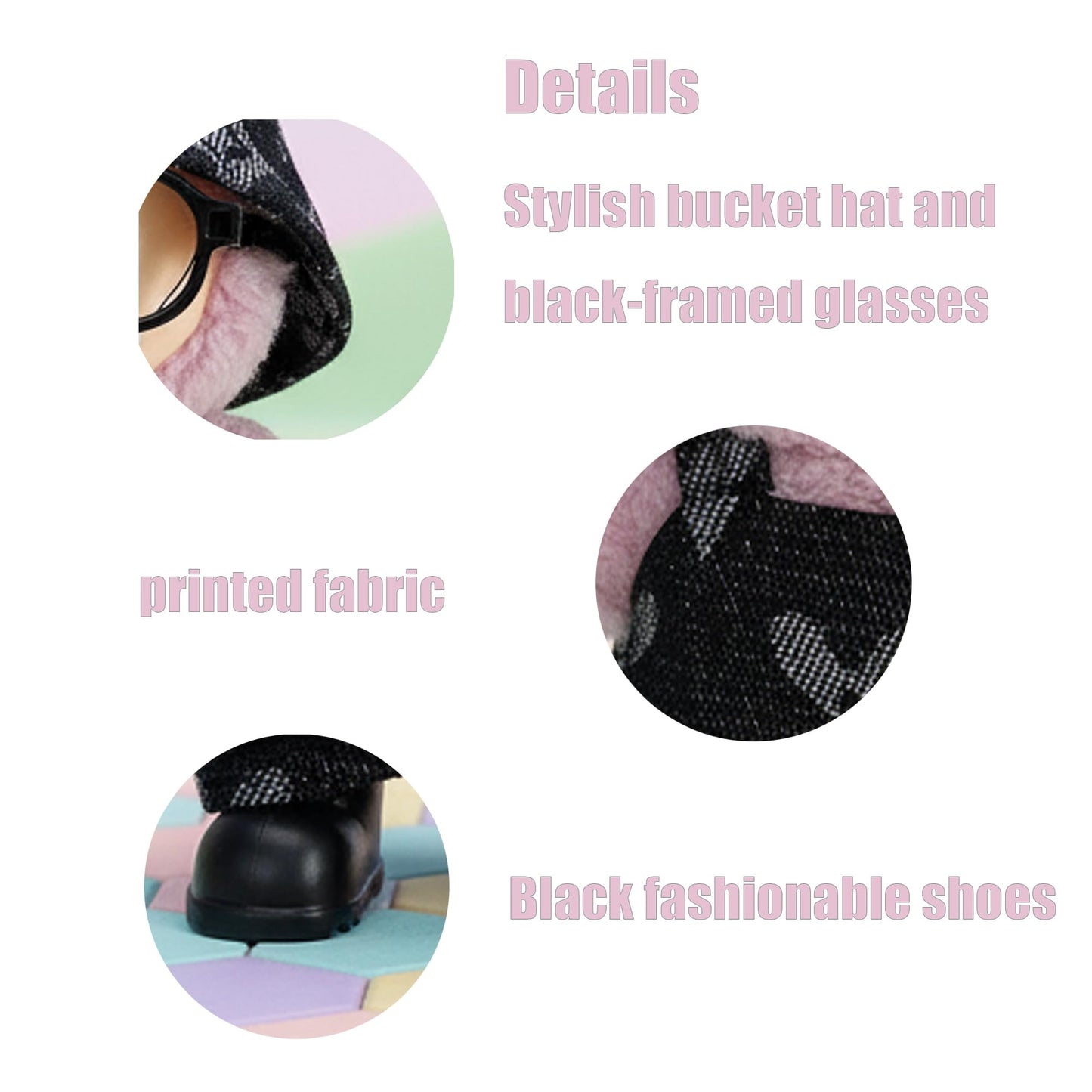 4-in-1Clothes Compatible with Labubu 17cm Dolls, Cute Outfit Set with Fashion Accessories, Chic Style for Collectible Figures (No Doll)