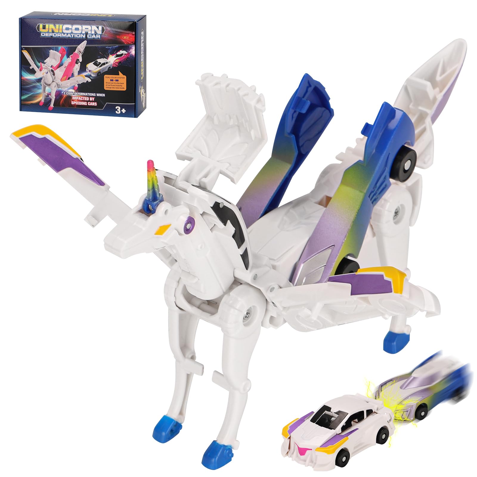 Car Toy transformable Unicorn, Sports car Collision Magic Unicorn, Children's transformable car Robot Suitable for Boys and Girls