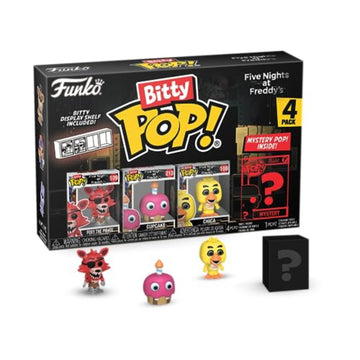 Funko Bitty Pop! Five Nights At Freddy's 4-Pack: Foxy, Cupcake, Chica, and A Surprise Mystery Mini Figure - 0.9 Inch (2.2 Cm) Collectable - Gift Idea