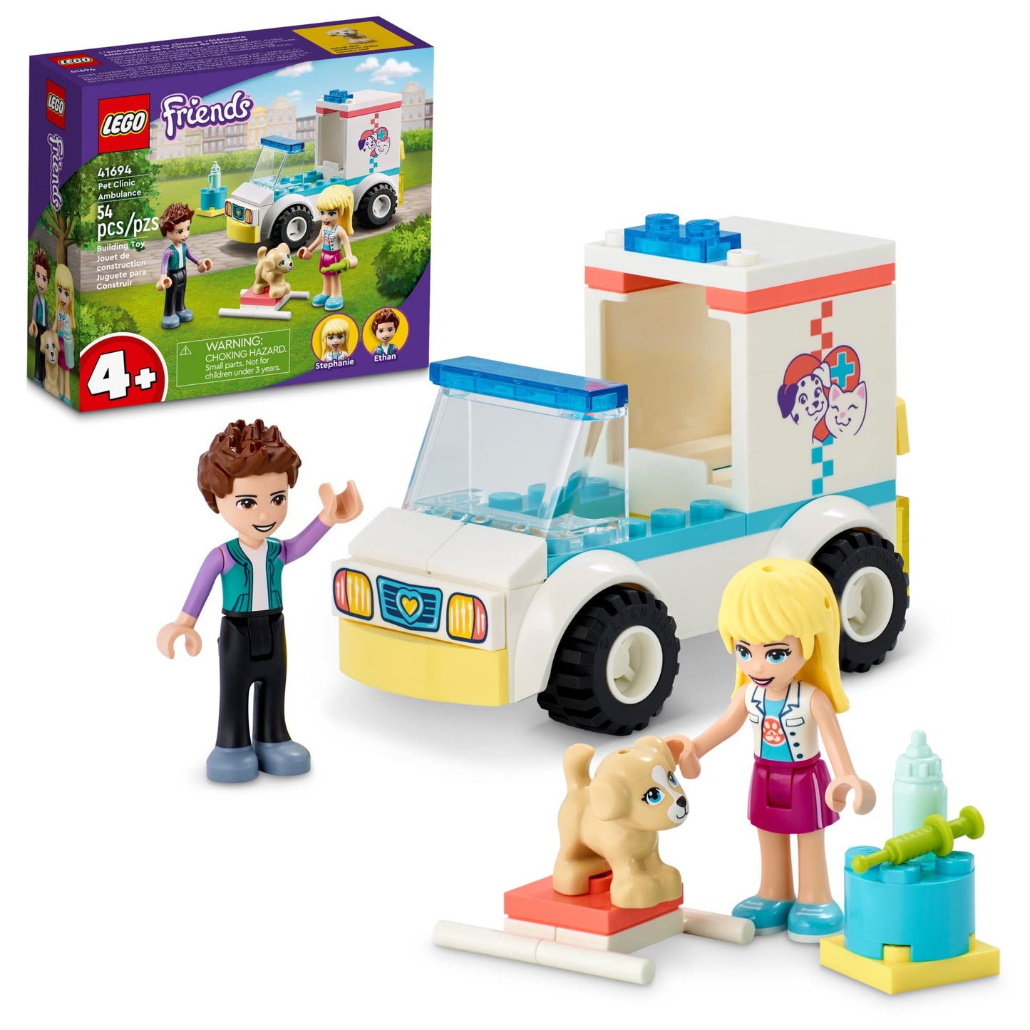 LEGO Friends Pet Clinic Ambulance 41694 Building Kit; Birthday Gift for Kids Comes with Children’s Vet Kit; Animal Rescue Toy Playset for Kids Aged 4