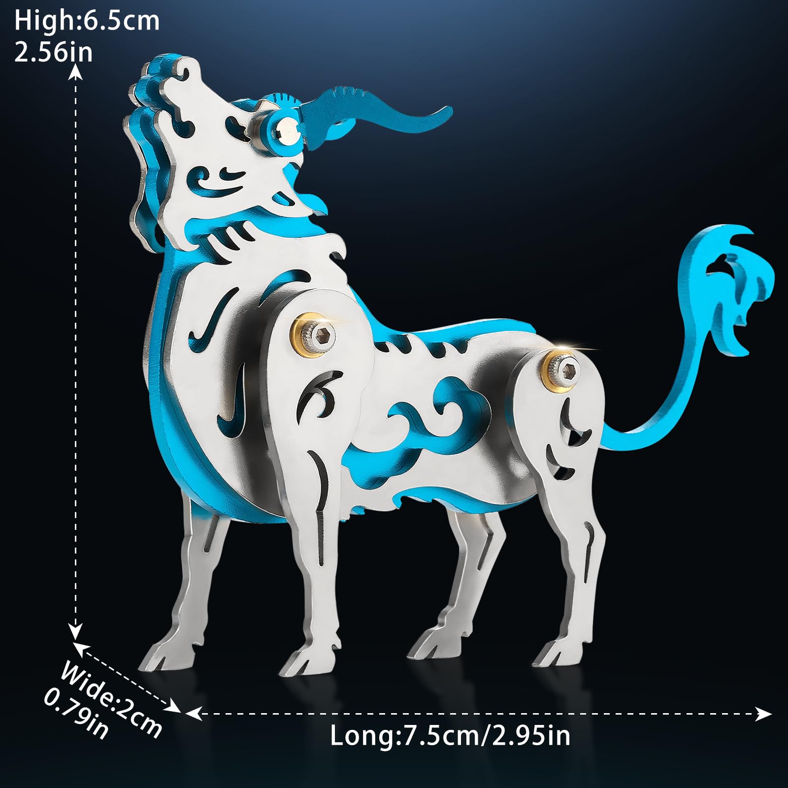 3D Metal Puzzles,3D Metal Puzzle for Adults,Mechanical Model Kit Zodiac Cattle Blue,Steel 3D Puzzles Stainless Steel Ornaments for Adults Home Decor