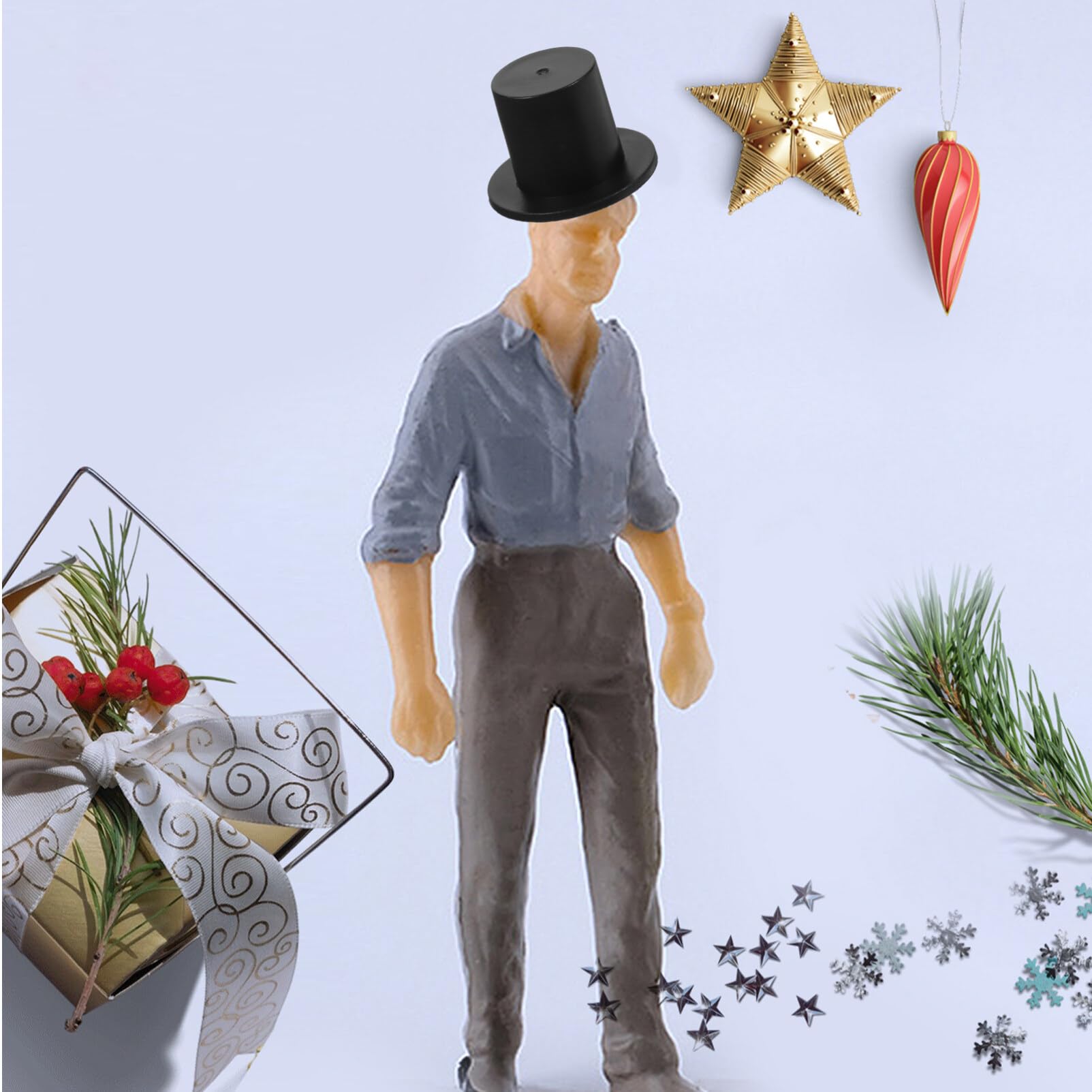 NUOBESTY 100pcs Miniature Top Hats Mini Black Plastic Magician Hats for Doll Snowman Christmas Party Holiday Goodie Bag DIY Craft Supplies (2.3x1.6cm)