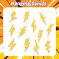 24 Pieces Lightning Hanging Swirls Flash Weather Streamers Gold Lightning Hanging Decorations Ceiling Swirls for Yellow Lightning Birthday Party