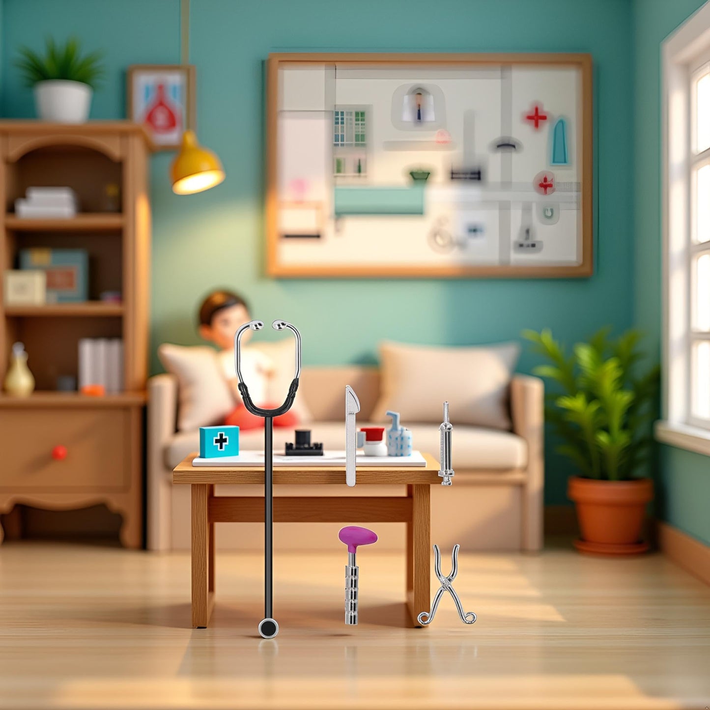 5Pcs Dollhouse Mini Stethoscope Care Tools Dollhouse Dolls Miniature Garden Kit, Hospital Accessories Set for House Decoration Doll Miniature