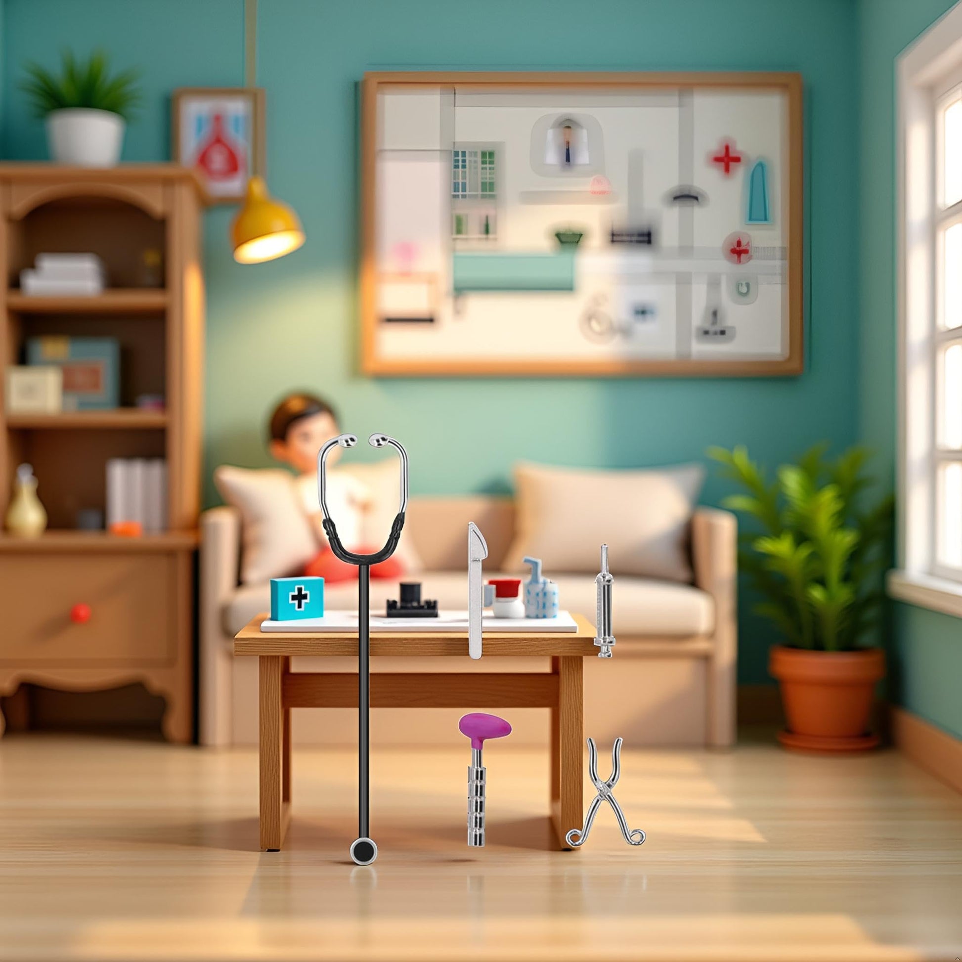 5Pcs Dollhouse Mini Stethoscope Care Tools Dollhouse Dolls Miniature Garden Kit, Hospital Accessories Set for House Decoration Doll Miniature