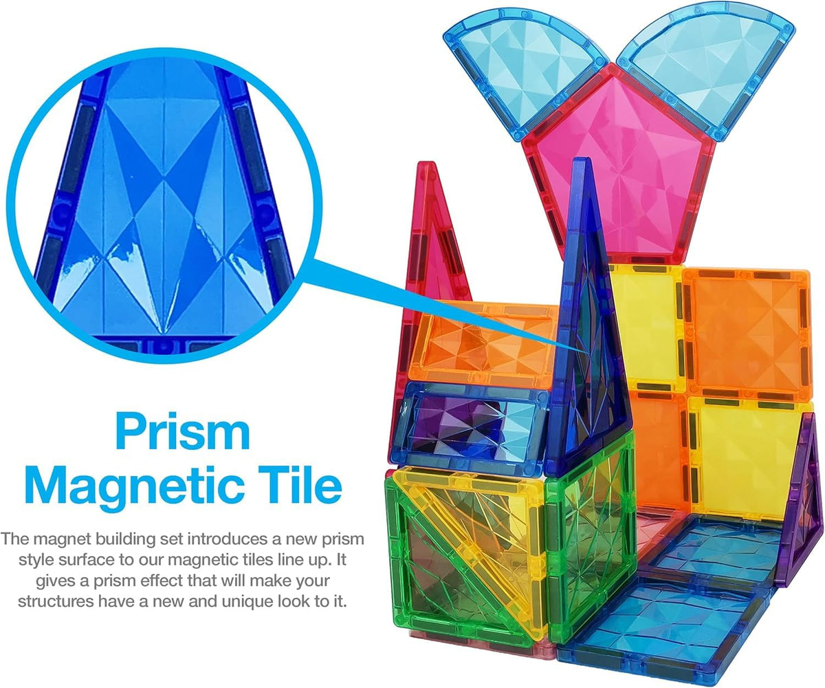 PicassoTiles Magnetic Tiles Building Block Construction Toy Set Prism Magnet Tile Blocks STEM STEAM Learning Kit Early Education Builder Playset Toys