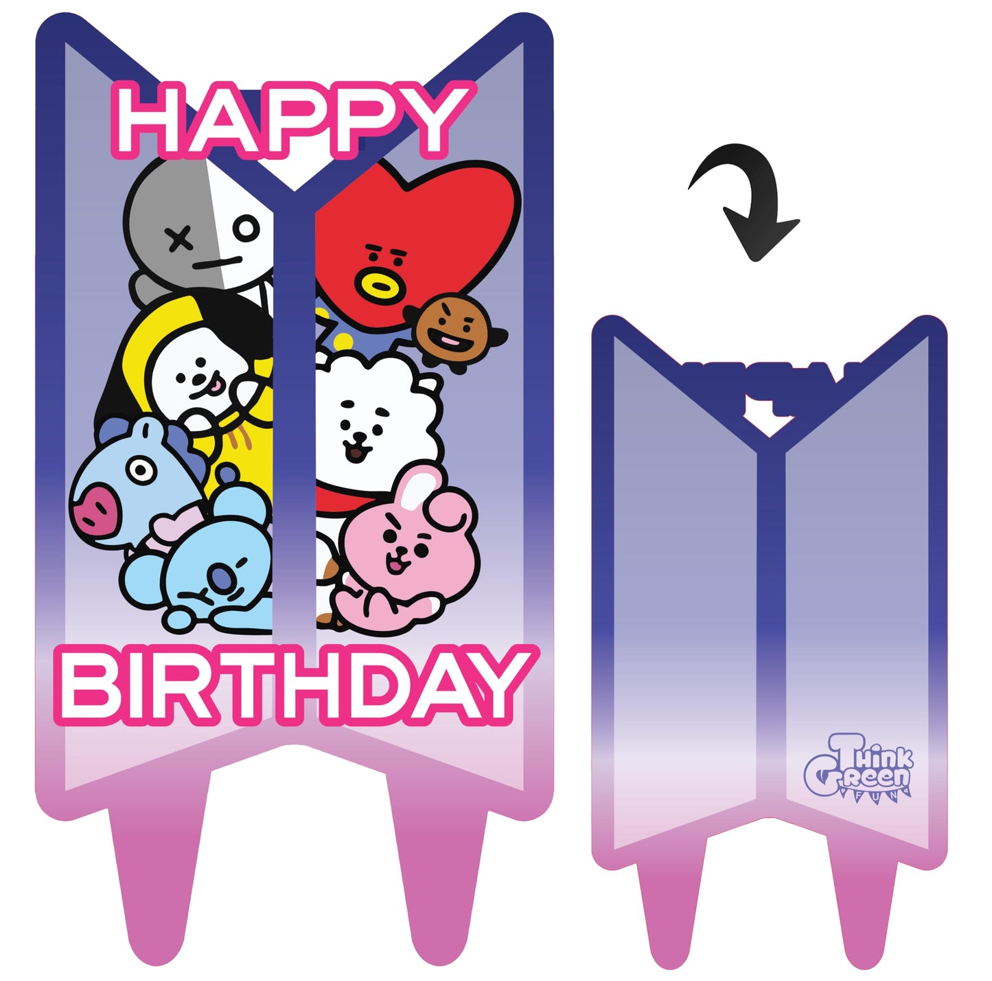 BTS Birthday Cake Topper for Kpop Music Party