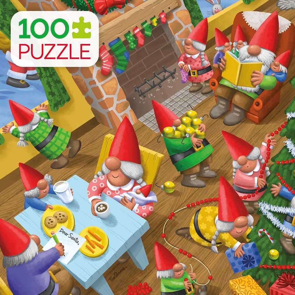 Ceaco - Holiday Christmas Time Gnomes - 100 Piece Puzzle for Kids Ages 56+