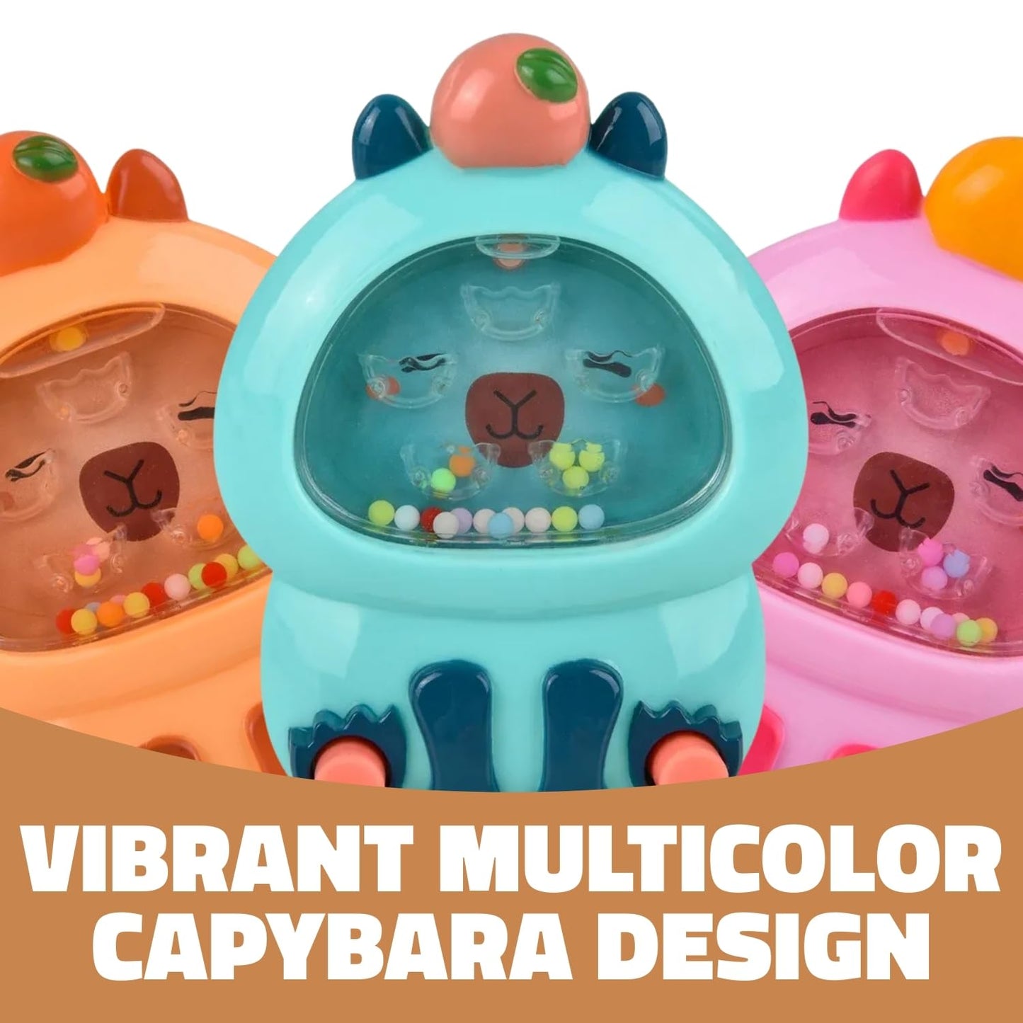 5 Inch Capybara Water Ring Game, Handheld Puzzle Toy, Assorted Colors, 12 Count Display