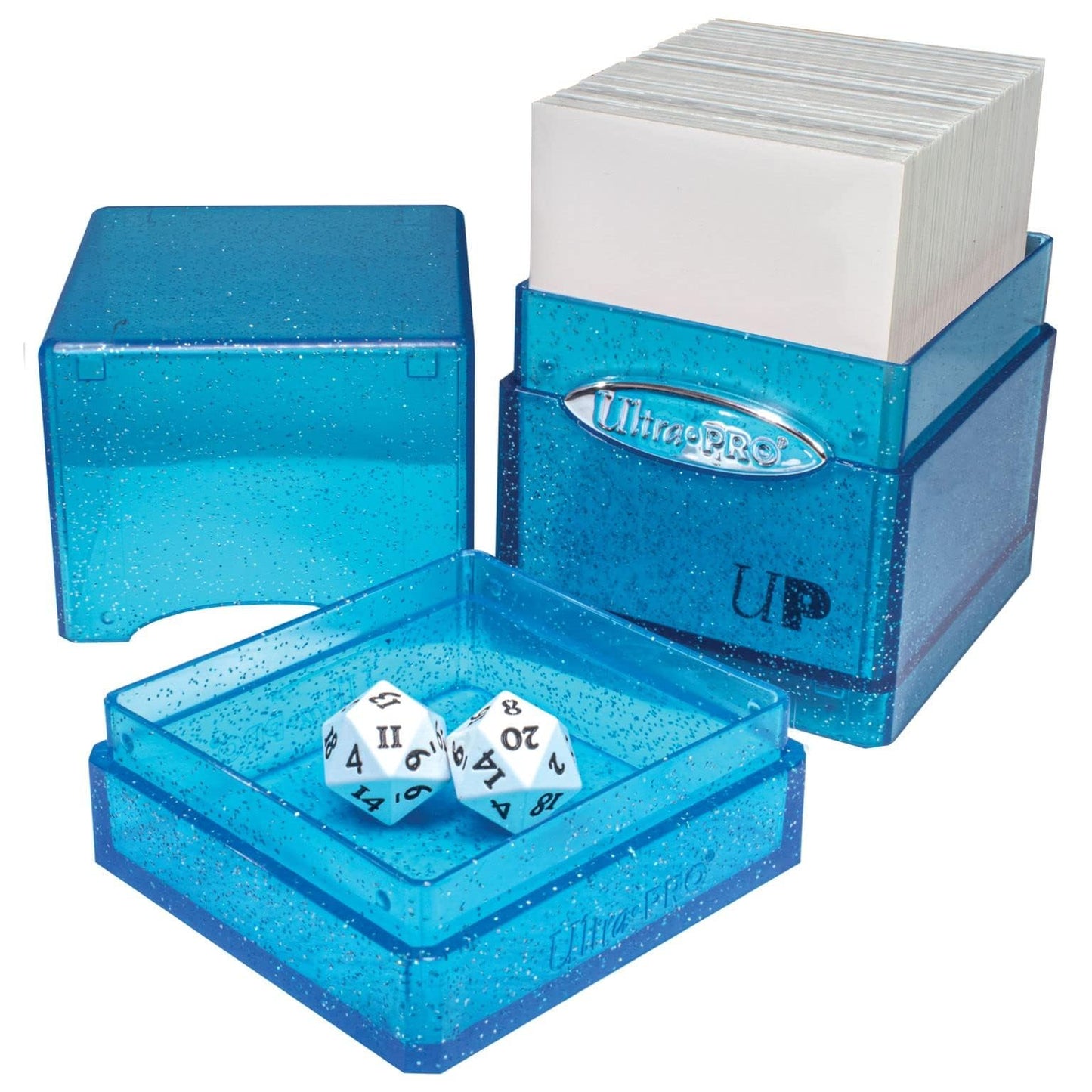 Ultra Pro - Satin Tower 100+ Card Deck Box (Glitter Blue) - Protect Your Gaming Cards, Sports Cards or Collectible Cards In Stylish Glitter Deck Box