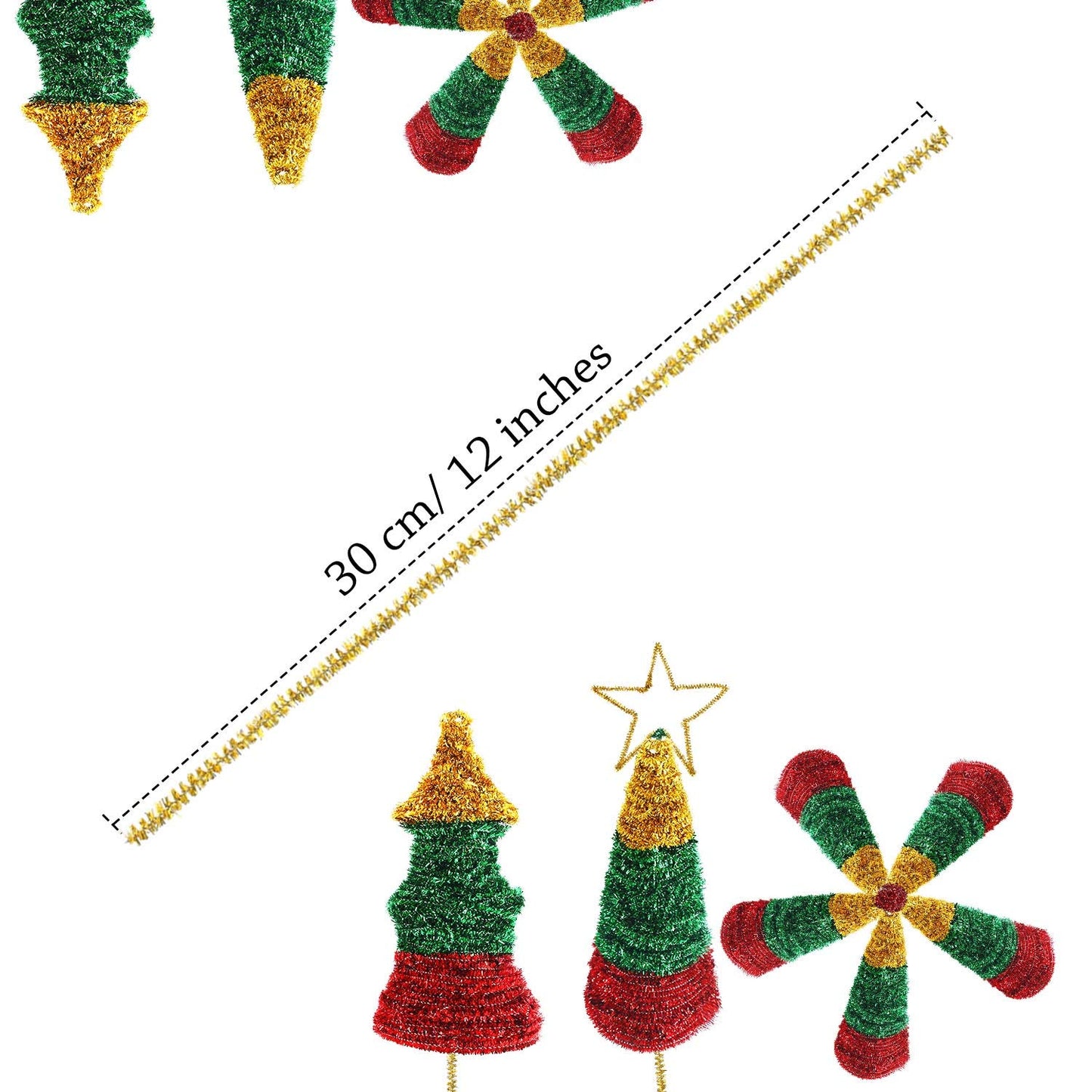 WILLBOND 400 Pieces Christmas Pipe Cleaners Craft Pipe Cleaners Glitter Chenille Stems Creative Arts Chenille Stems for DIY Craft Christmas