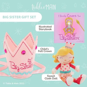 Tickle & Main Big Sister Gift Set - 3-Piece Kit, Multicolor - Includes I Hereby Crown You Storybook & 8-Inch Cloth Doll with Adjustable Felt Crown