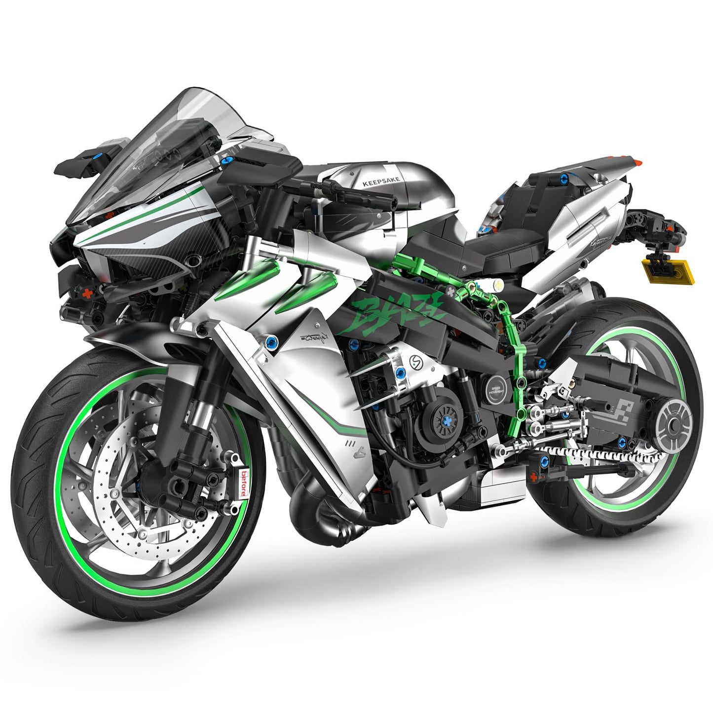 Flubecrux Technical Motorcycle Building Block Sets, 1:5 Motorbike Building Toys Collectible Display Model Kits with Display Stand Fathers Day Birthday
