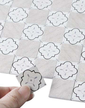 iLAND Double-Sided Dollhouse Flooring Tiles 115PCS for 1/12 Scale and 1/6 Scale Accessories, Reversible French Floral & Marble Tiles, Miniature