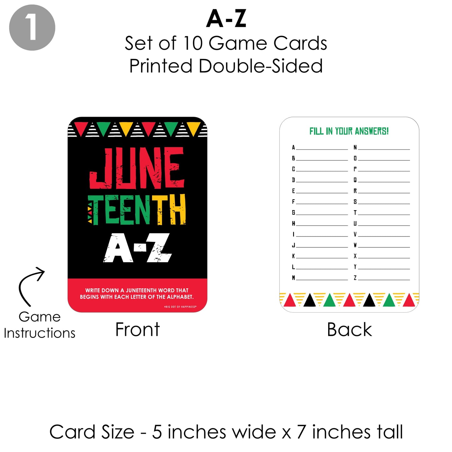 Big Dot of Happiness Happy Juneteenth - 4 Freedom Day Party Games - 10 Cards Each - Gamerific Bundle