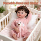 Tookyhill 16 Inch Lifelike Reborn Baby Doll, Full Vinyl Body, Poseable Limbs, Pink Knit Outfit & Bear Toy, Realistic Newborn Doll Gift for Toddler