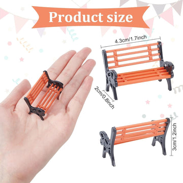 Miniature Park Bench Set 2-Pack - 1:12 Scale Brown Garden Seats with Realistic Detailing, Tiny Park Benches for Dollhouse and Fairy Garden