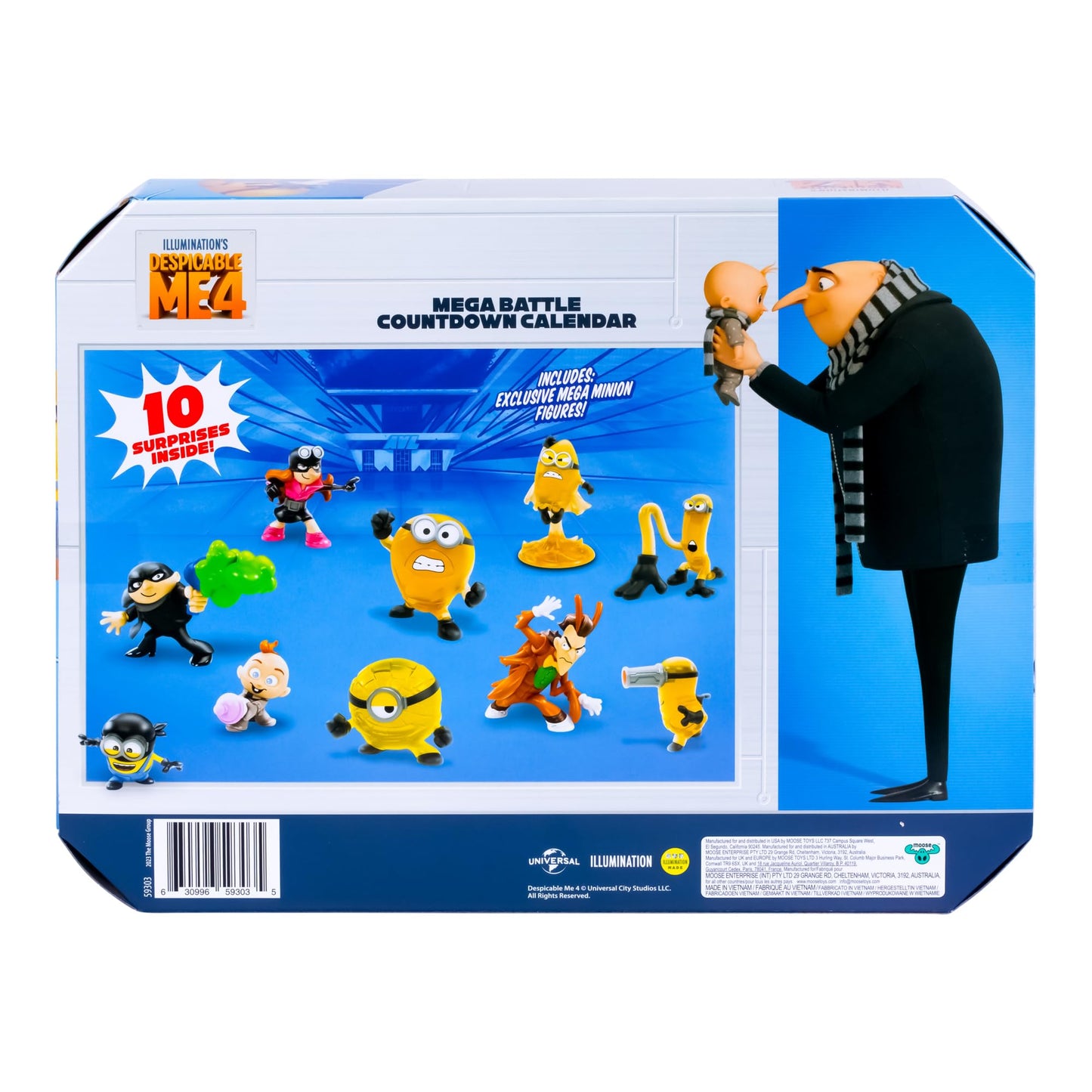 Minions Despicable Me 4 - Mega Battle Countdown Calendar | 10 2inch surprise collectible toy figures inside in the form of Mini Minion figures