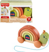 Fisher-Price Wood Toddler Toy Pull-Along Stacking Snail, Tiny Garden 6-Piece Wooden Activity for Motor Skill Development Kids Ages 18+ Months
