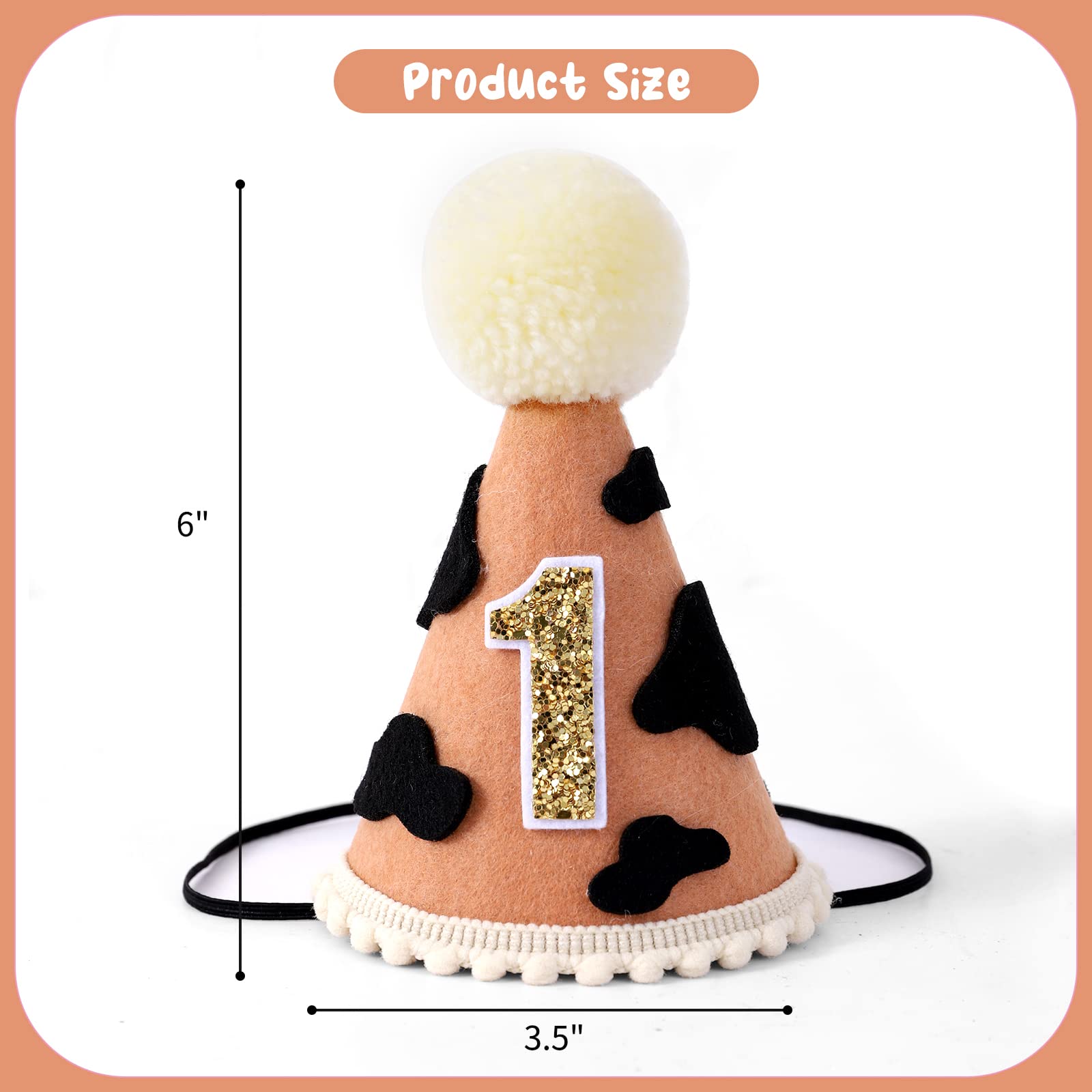 DSAANE Western Cowboy Party Hats - First Birthday Crowns for Decorations, Dress Up Photo Props