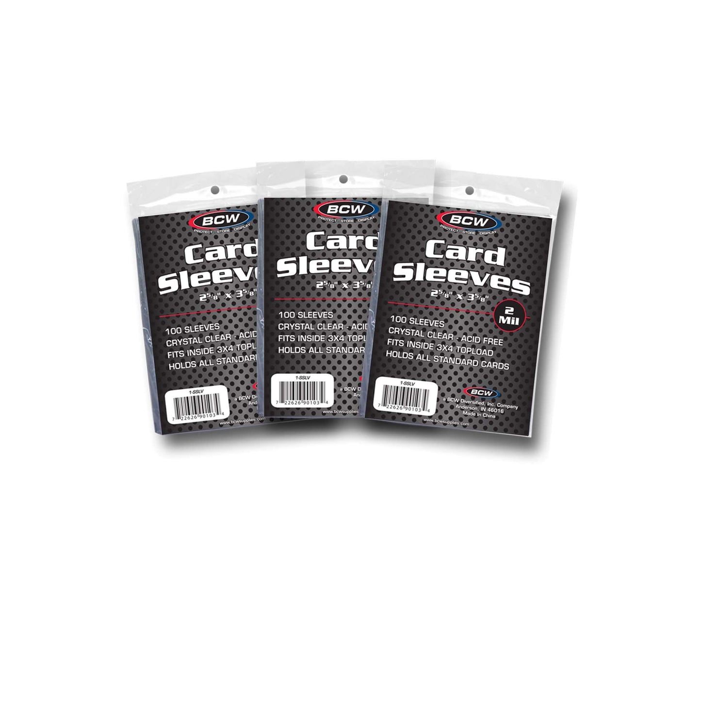 BCW Standard Card Sleeves - 2-5/8" x 3-5/8" - 3 Packs (300 Total) | Crystal Clear Acid-Free, Toploader | Trading Card Sleeves for Baseball