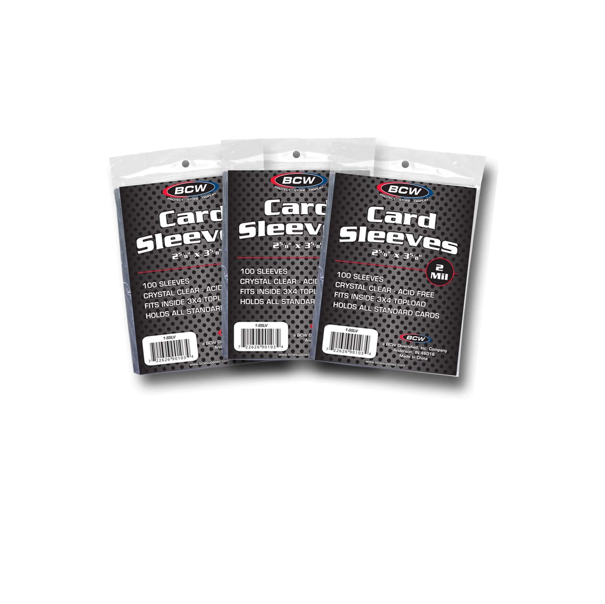 BCW Standard Card Sleeves - 2-5/8" x 3-5/8" - 3 Packs (300 Total) | Crystal Clear Acid-Free, Toploader | Trading Card Sleeves for Baseball