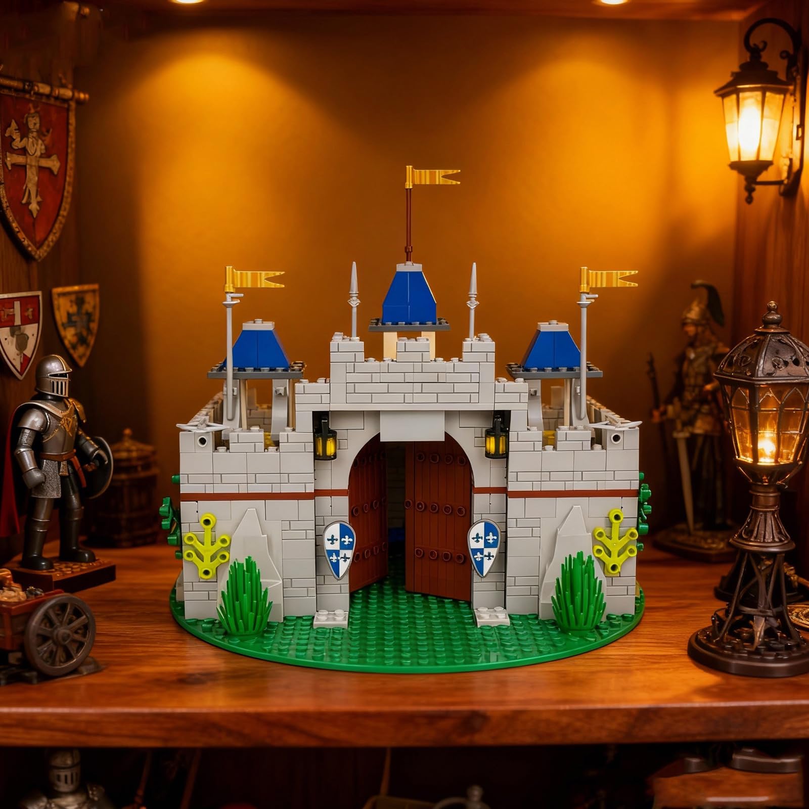 Usoway Medieval Knight Castle Building Blocks Set,Comes with 12 Knights Figures,Compatible with Lego Medieval Town Square Toys,for Adult and Children