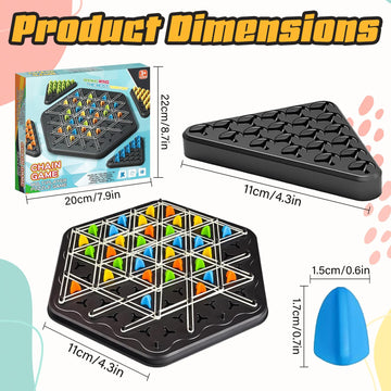 Chain Triangle Chess Game, Rubber Band Chess Board Tabletop Game, Family Puzzle Tabletop Game for Kids and Adults for 2 to 4 Players